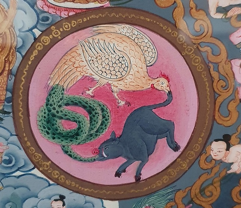 הנחש התרנגול והחזיר כמייצגי התכונות השליליות